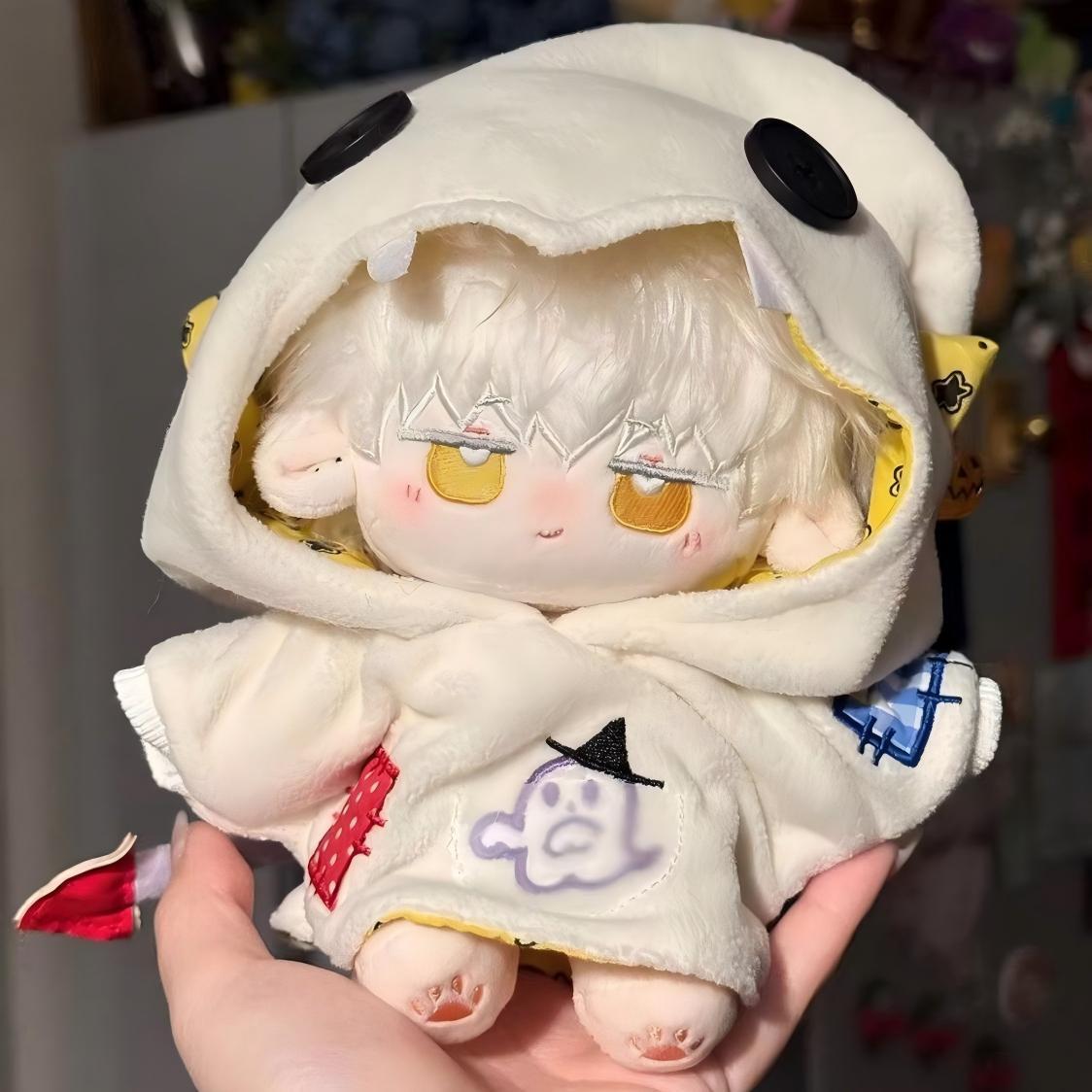 20cmぬいぐるみ用 幽霊刺繍 フード付きケープ かわいい 着せ替え