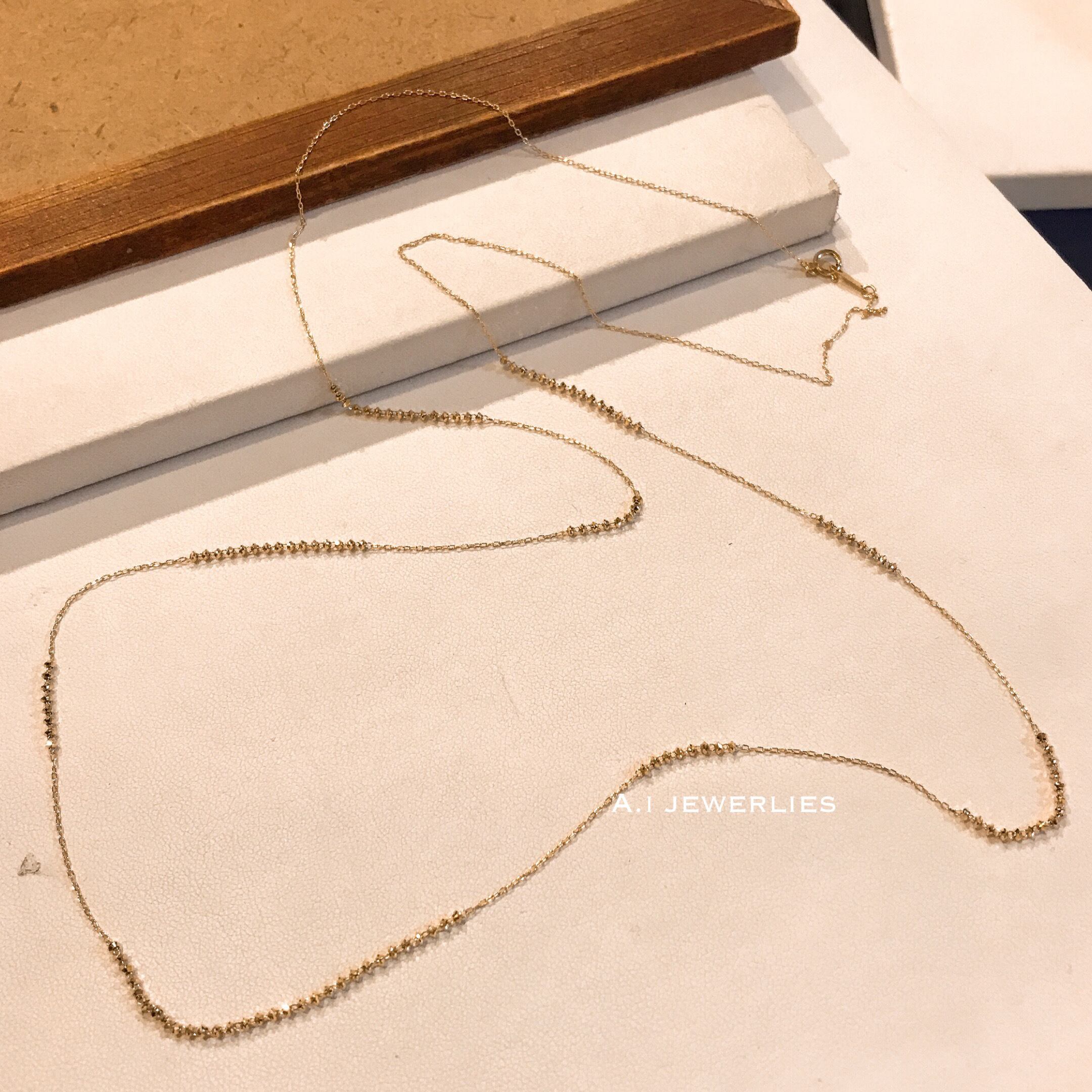 ネックレス 18金 定番 80センチ ロング ネックレスチェーン シャイニー レディース K18 Long Necklace 80cm With Cut Ball Shiny A I Jewelries エイアイジュエリーズ