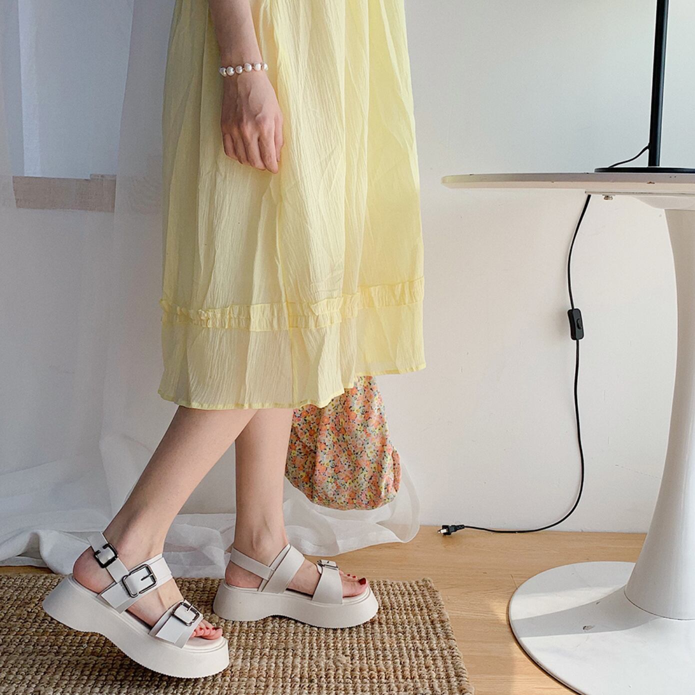 送料無料 かわいい ボリューム 厚底 スポーツサンダル スポサン ストラップ おしゃれ メンズライク シンプル 脚長 Lamitte Deco トレンド 韓国ファッション ショップ Base店