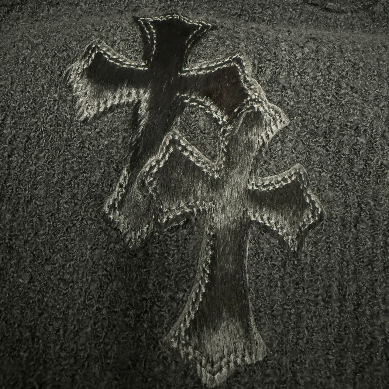 【CHROME HEARTS】クロムハーツ ハラコクロスパッチ ストレッチニットパーカー