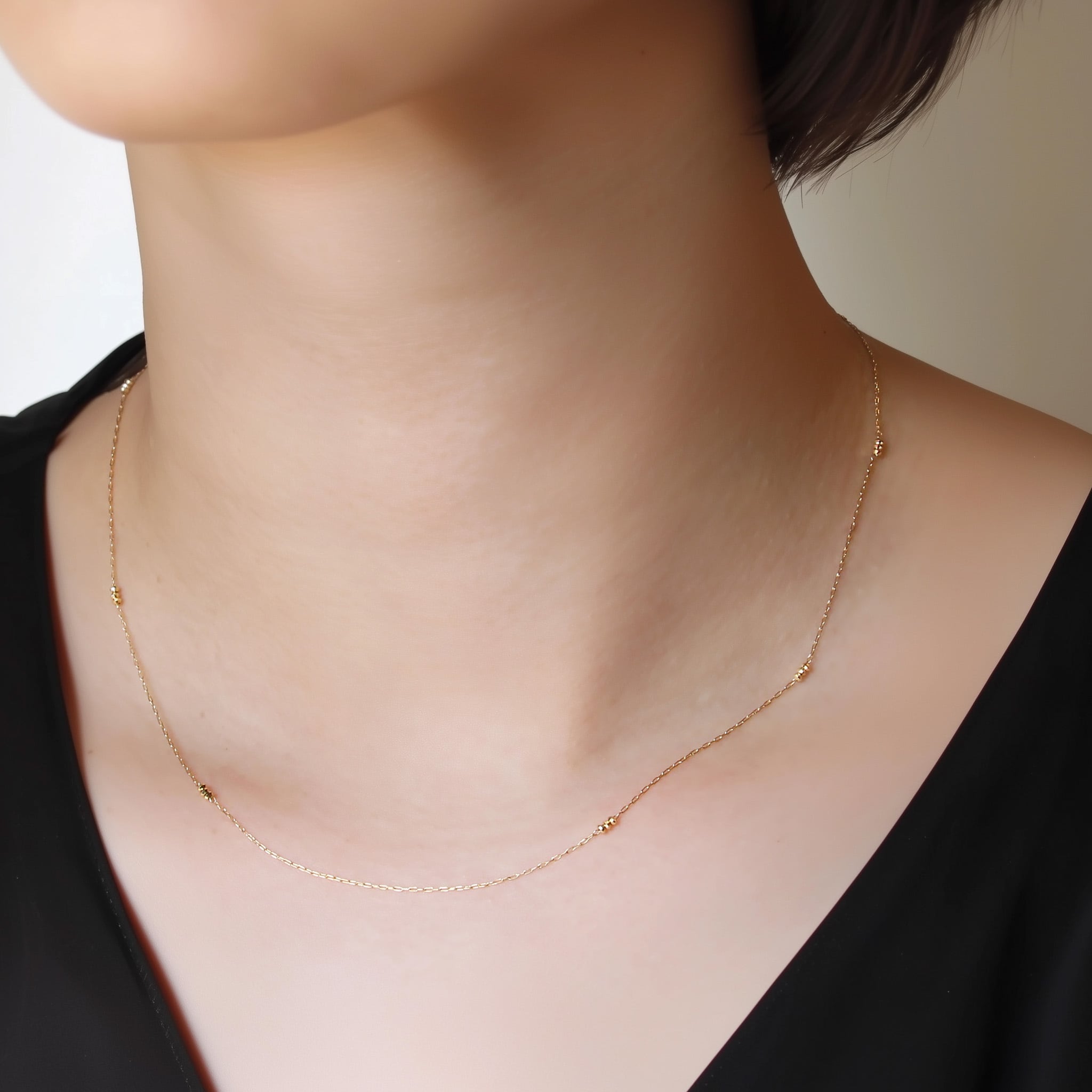 K18 ミラーカットボールチェーンネックレス 45cm No.187 | スキン