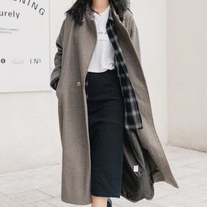 【送料無料】ノーカラージャケット アウター ロングコート 羽織 長袖 ゆったり 無地 シンプル 大人可愛い カジュアル ベーシック お出かけ デート 普段使い デイリー 着回し 通勤 OT-285IU
