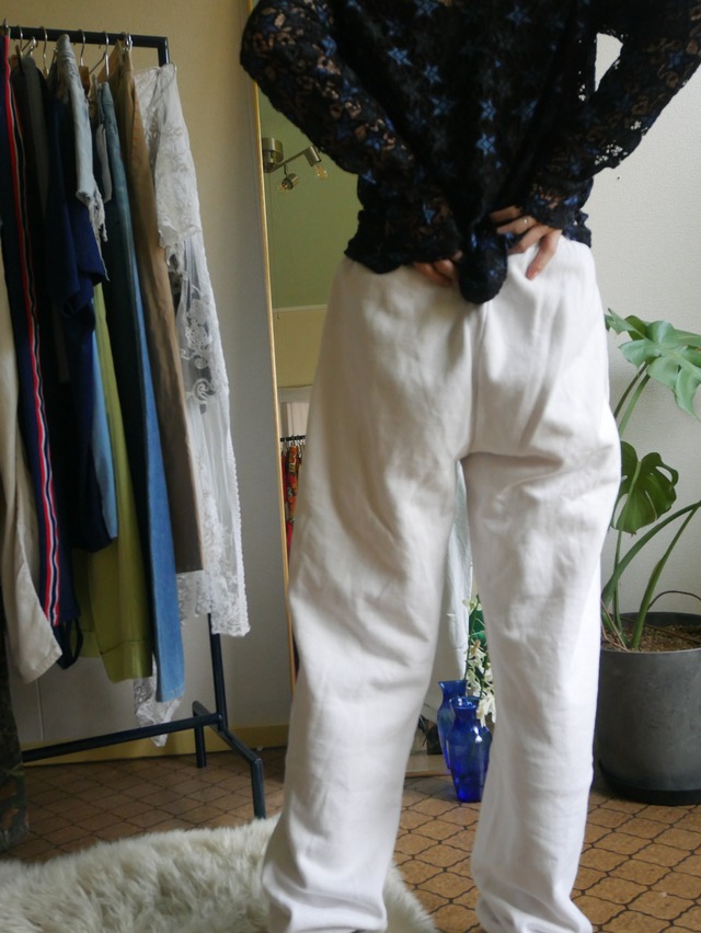 90s Vintage Solid White Sweat Pants M-L