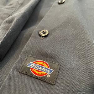 【Dickies】ワークシャツ 無地 長袖シャツ ネイビー ディッキーズ  US古着