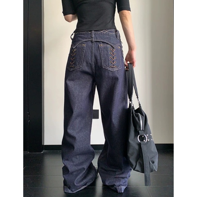 lace-up design denim　レースアップデザインデニム　J2147
