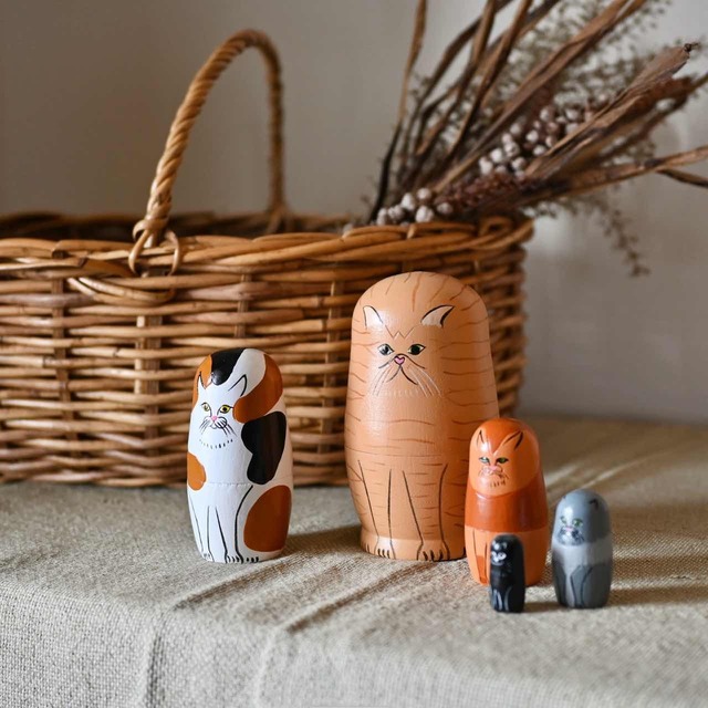 【 4/23 再入荷 】ねこのマトリョーシカ ｜置物 かわいい おしゃれ レトロ オブジェ 雑貨 インテリア