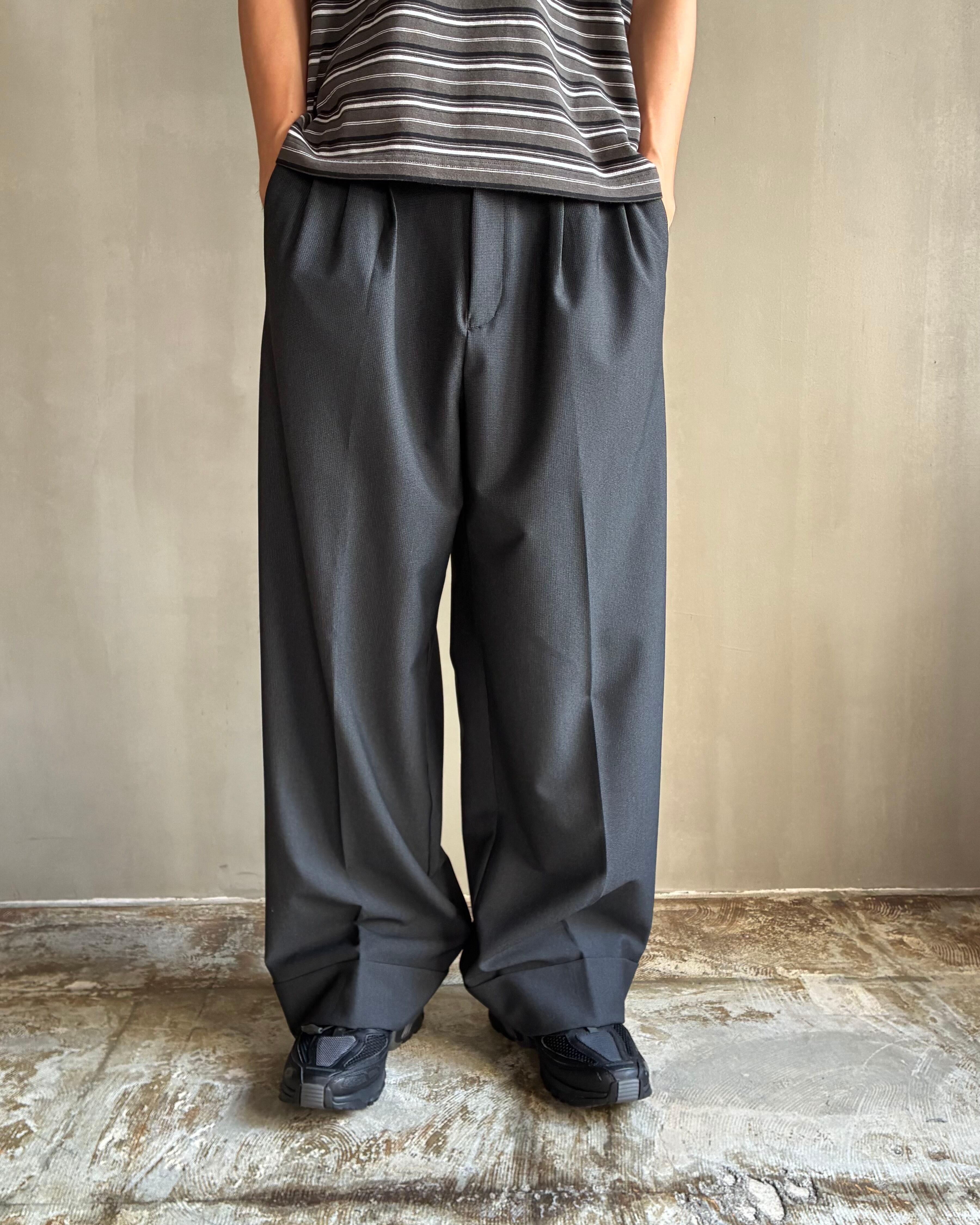RL【VB SEMI WIDE TUCK SLACKS -CHECK DARK-】