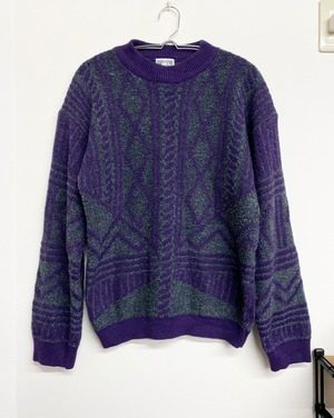 90sUnionBay Whole Pattern Acrylic Nylon Knit Sweater/L