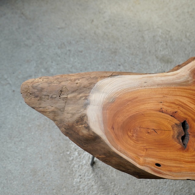 欅の輪切り一枚板 ソファーサイドテーブル （高さ・カラー変更無料）