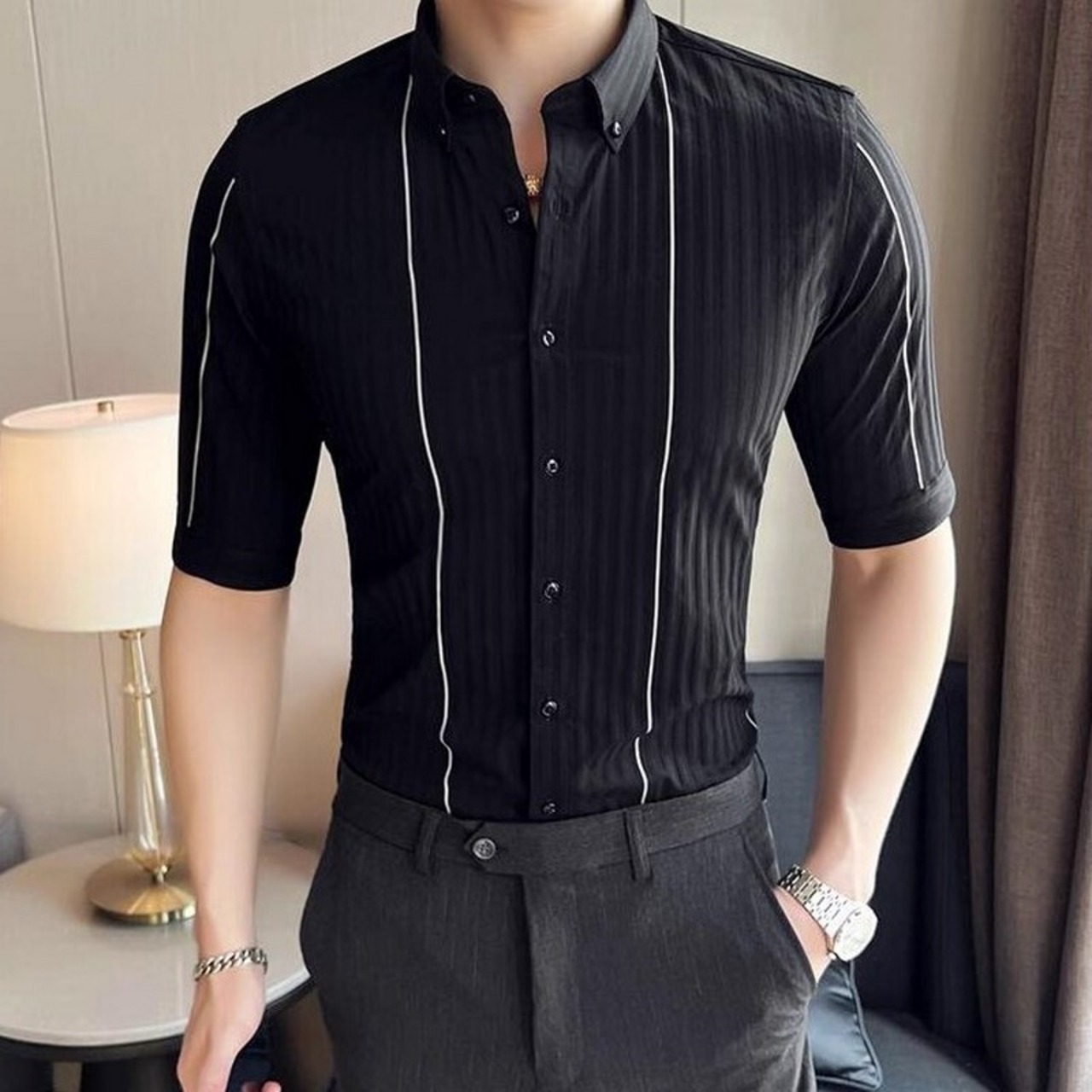 five sleeve striped shirt 00304