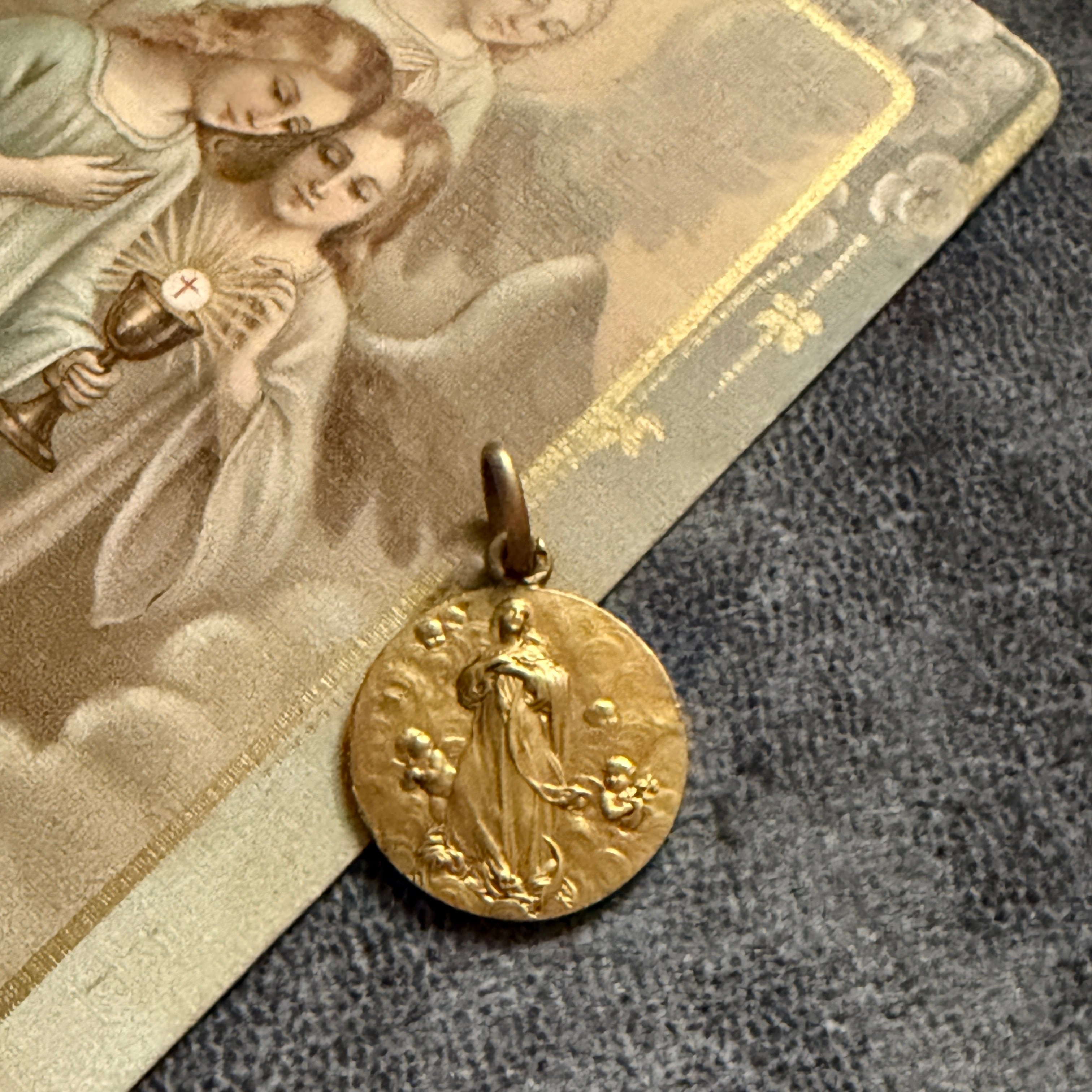 天上の聖母マリア【Immaculate Grace】 | Antique medaille Mary