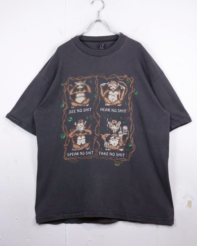 【Caka act2】90’s The Three Wise Monkeys Print Design Vintage T-Shirt