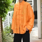 silk×rayon pattern china shirt