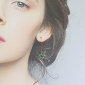 耳元から美しく光る翡翠 K14gf チェーン 透かし彫り ピアス A貨翡翠 jd_mm1005