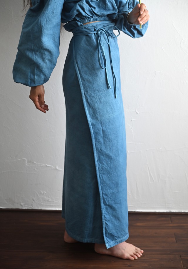 Indigo Dyed Wrap Skirt