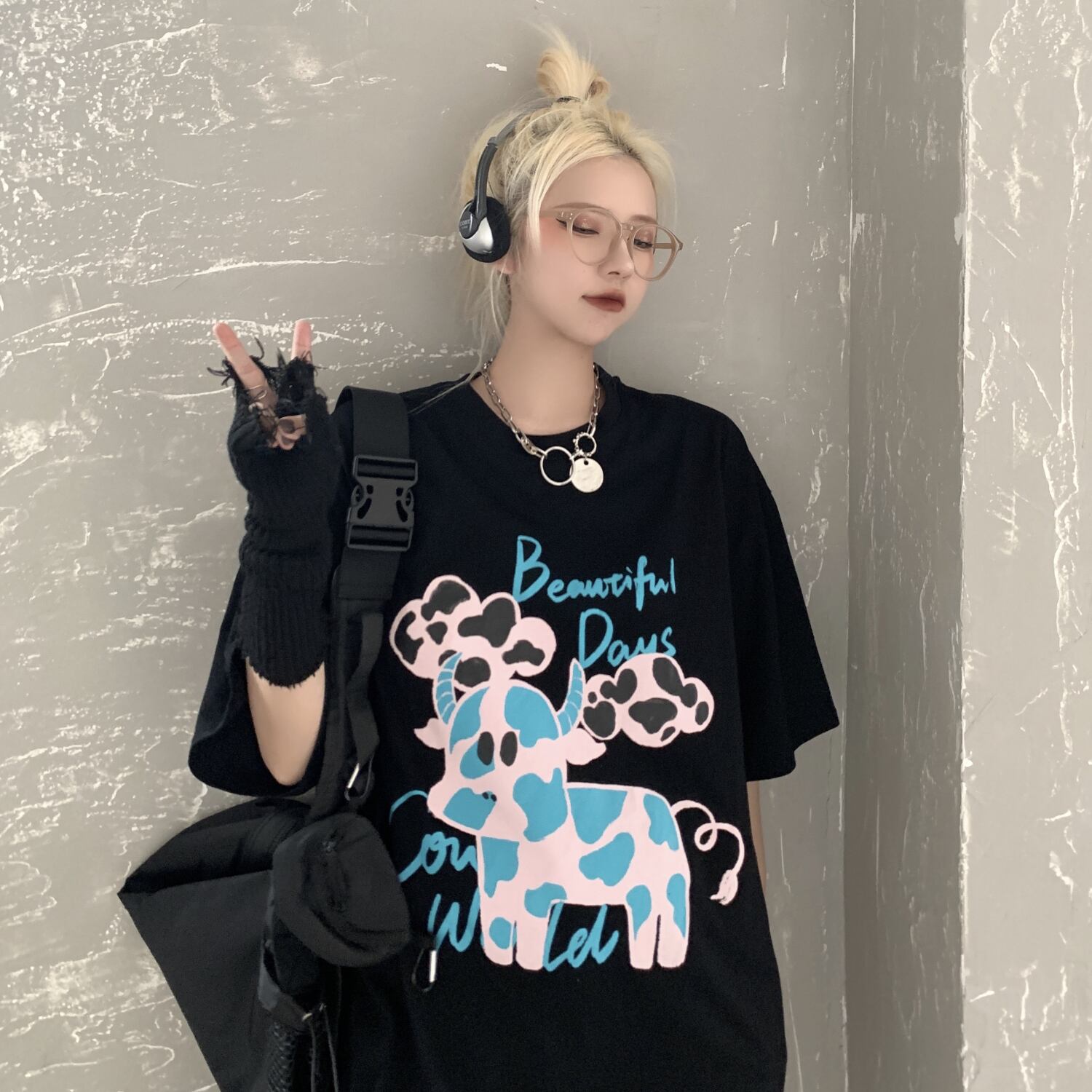 サマールーズプリントTシャツ カジュアルトップス 夏物 ケッペル98931164778