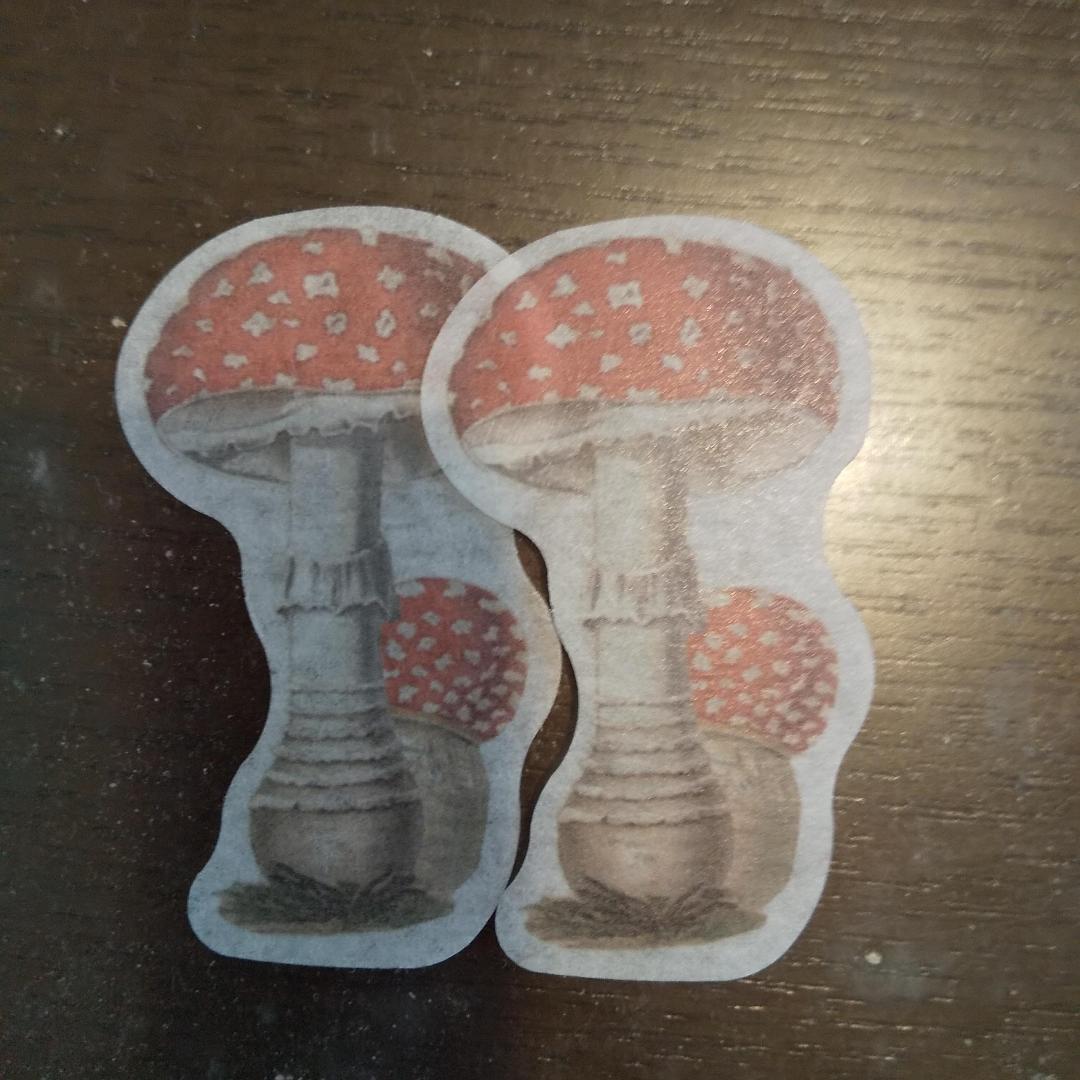 J103 きのこ ステッカー フレークシール 60枚 コラージュ ヴィンテージ