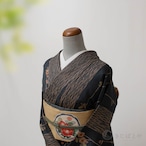 正絹 瞑色の小紋 袷