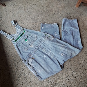 "painted" アメリカ製 LIBERTY ヒッコリーストライプオーバーオール used [307068]