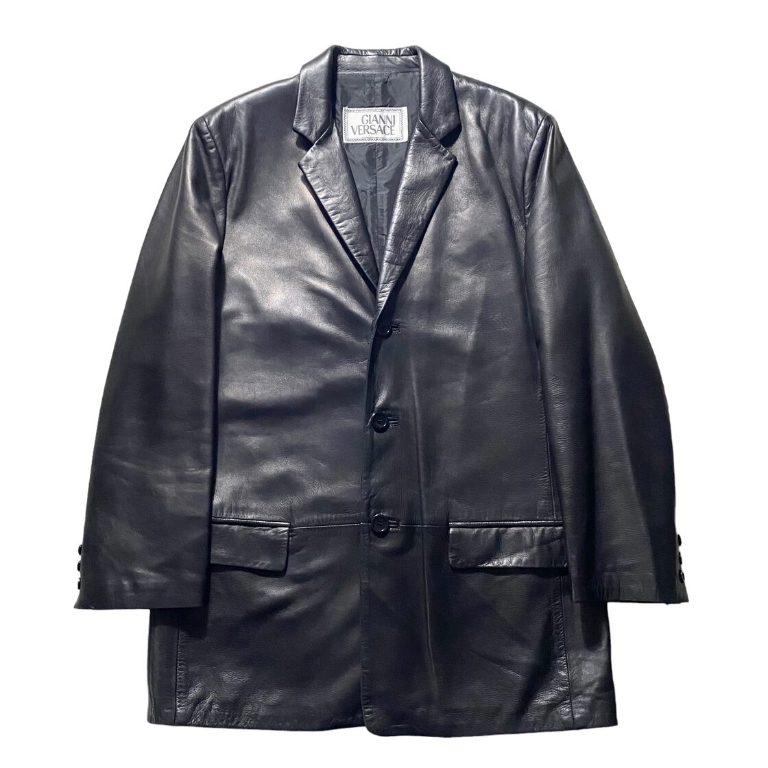 vintage GIANNI VERSACE black leather tailored jacket | Pay ID