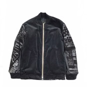 【bomber31】M sizeリバーシブル中綿ボンバー Velour × leather original print BOMBER JACKET