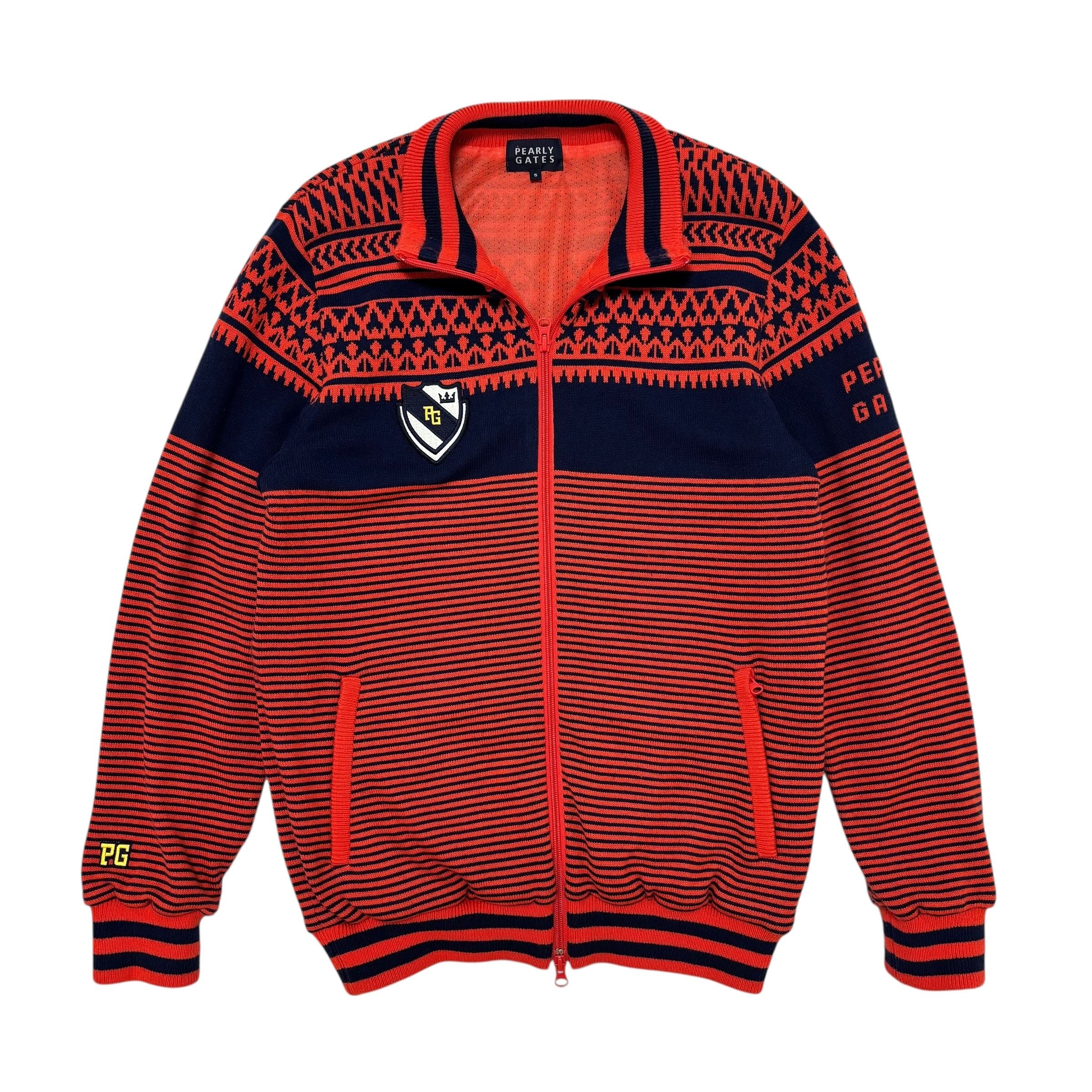 古着 パーリーゲイツ PEARLY GATES ジップアップ ニットブルゾン