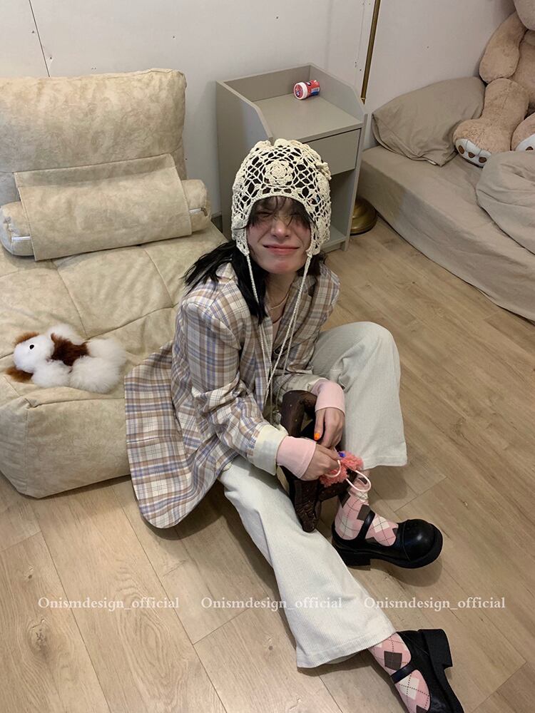 格子柄ブレザー スプリングオータムスタンダードスタイル レトロ 春物 秋物 ビッグFスモールZ韓国27797328952