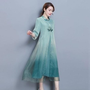 ★送料無料★15号☆豪華刺繍チャイナ風前開きワンピ－ス(OPN3346) 