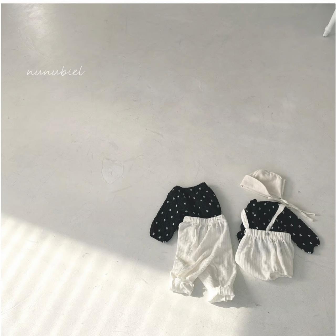【nunubiel】しわ加工ドットブラウス  black 70~120cm 240216nu - 2