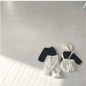 【nunubiel】しわ加工ドットブラウス  black 70~120cm 240216nu