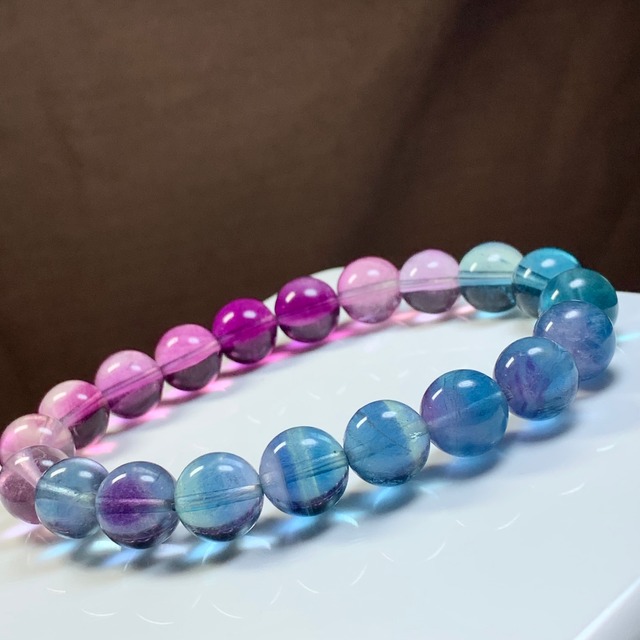 A86.ブルー×パープルグラデーション☆フローライト ブレスレット