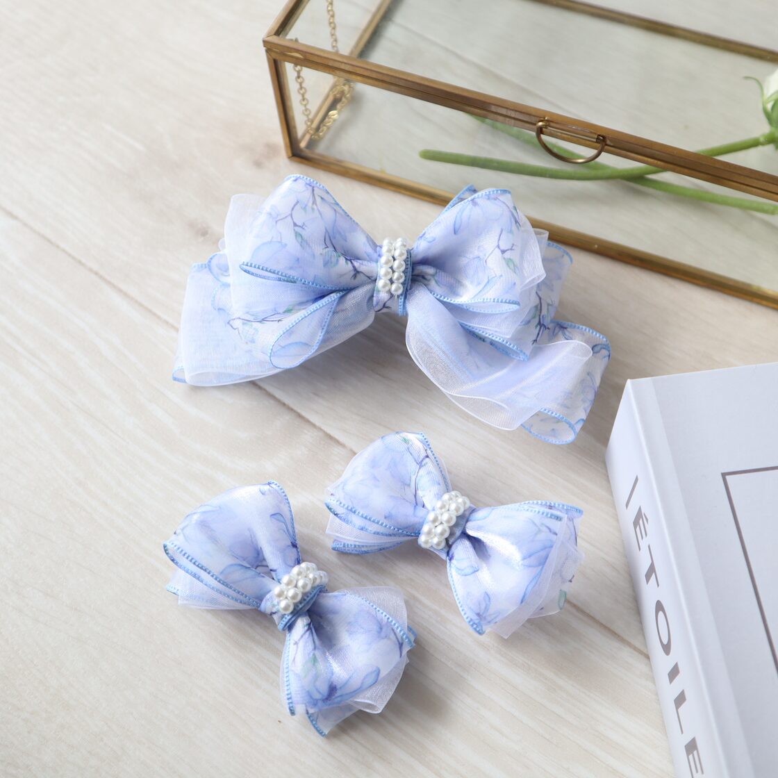 オーガンジーフラワーツインリボン ヘアゴム ゆめかわ おしゃれ 可愛い  