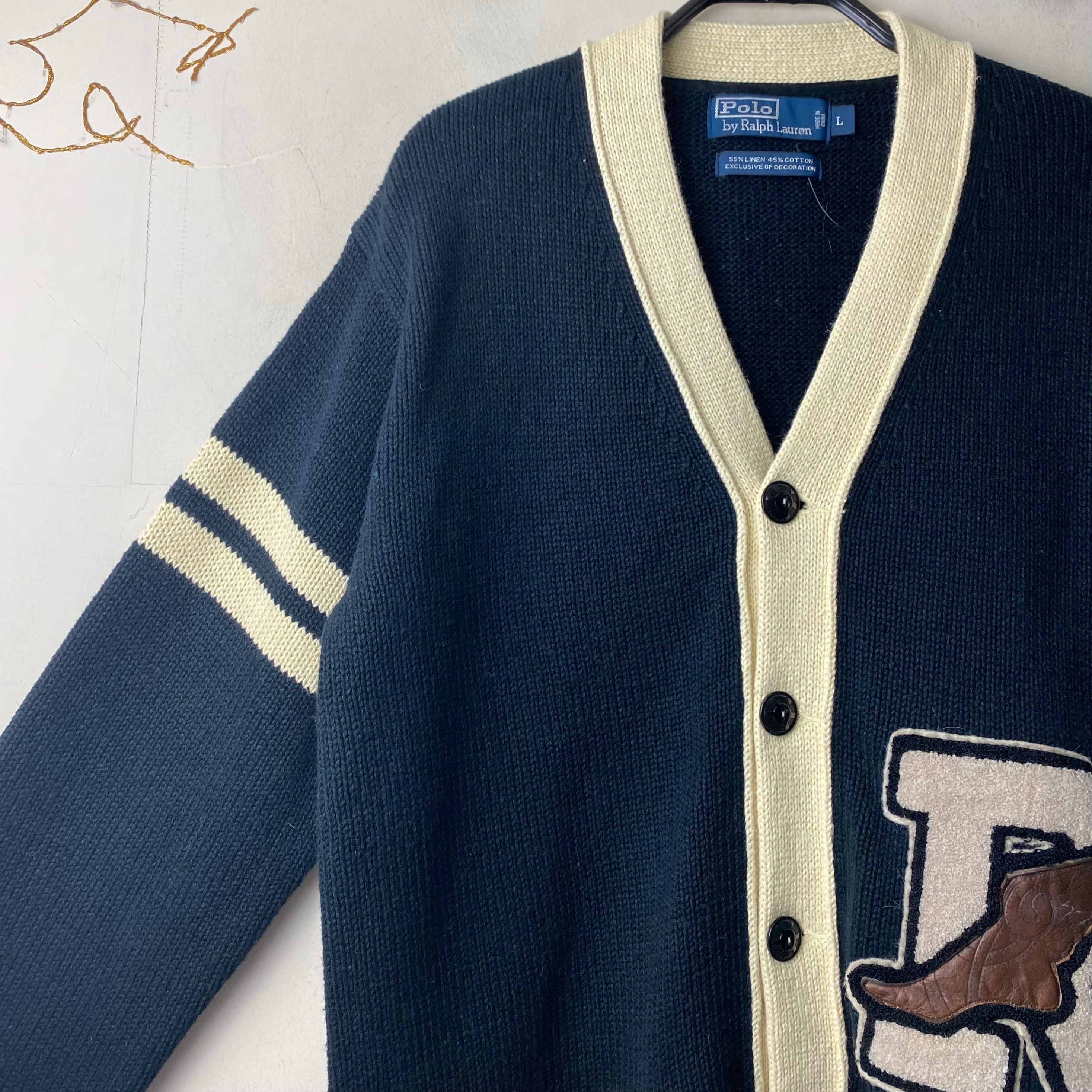 POLO by RALPH LAUREN low gauge lettered cardigan “wing-foot 
