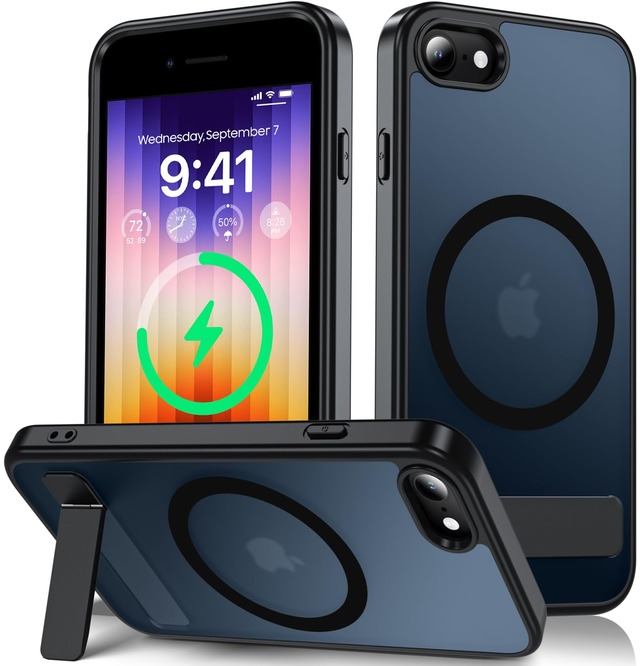 Fin2feel iPhone SE3 ケース MagSafe 対応 スタンド付き アイフォンケース SE 2022 ブラック
