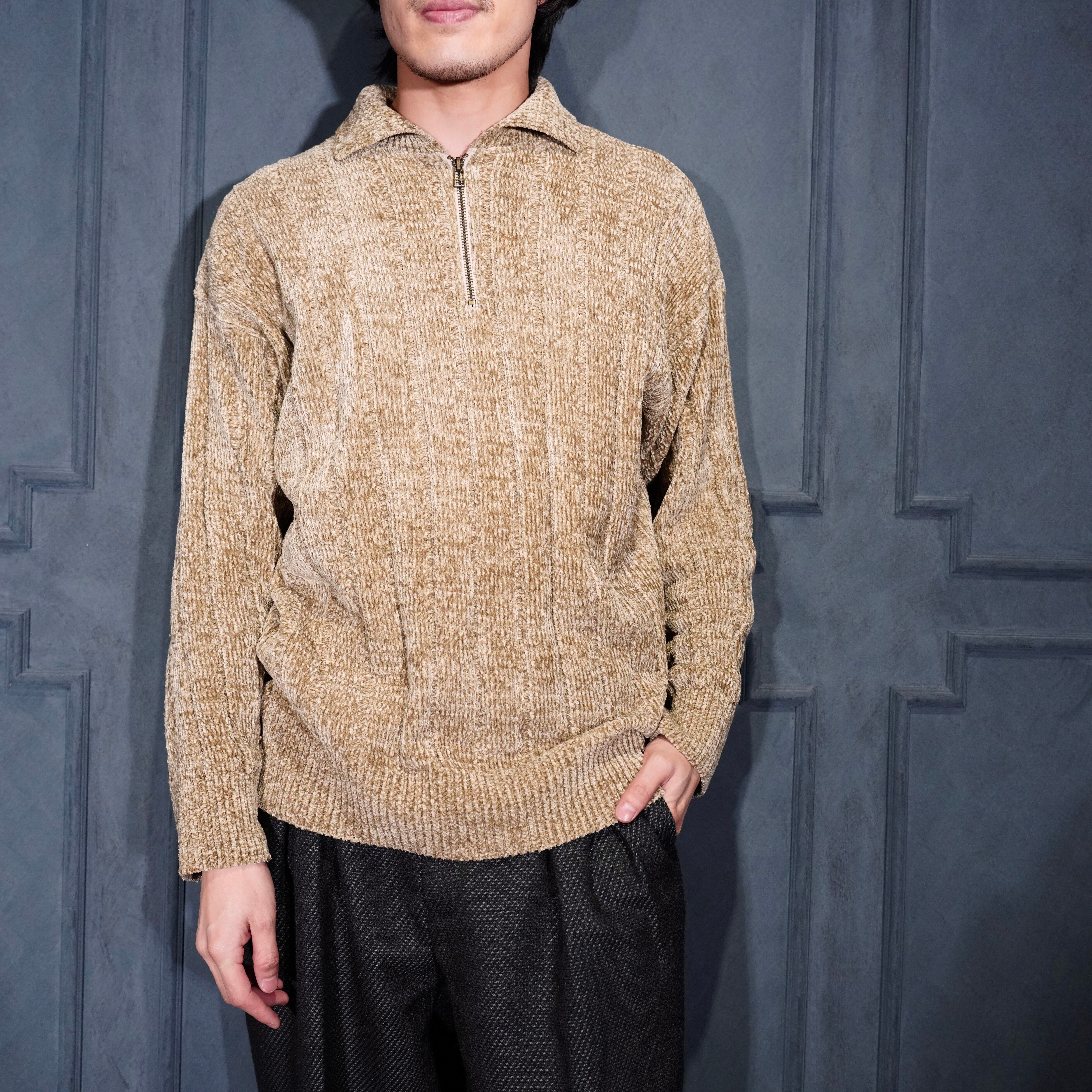 USA VINTAGE cousin johnny HALF ZIP DESIGN PILE KNIT MADE IN USA