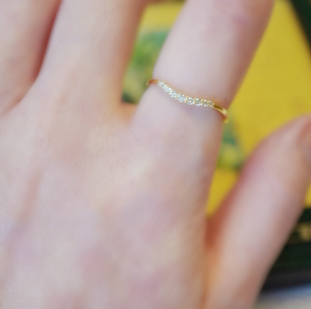 order ring】10kゆるV字ダイヤモンドハーフエタニティリング | myuto