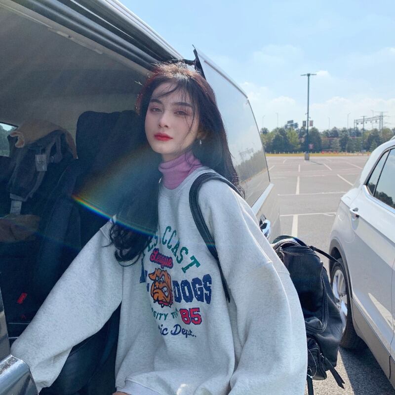 セーター レディースベルベットルーズホワイトトップス オータムウィンター 秋物 冬物 ブラックストロベリース95649471307