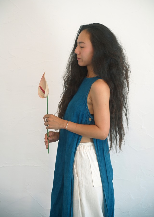 Indigo Dyed Linen Top
