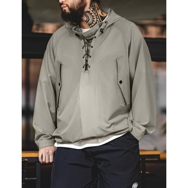 Lace-Up Parka Hoodie【G0989】