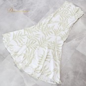 フラダンス 衣装 ワンピース ドレス マカマカ ホワイト系 カーキ系 MakaMaka チューブトップ アシンメトリー ツーカラー かわいい 華やか 鮮やか 明るい きれい 淡い ダンス衣装 ハワイアンダンス レディース ハワイアン ハワイアンプリント 練習