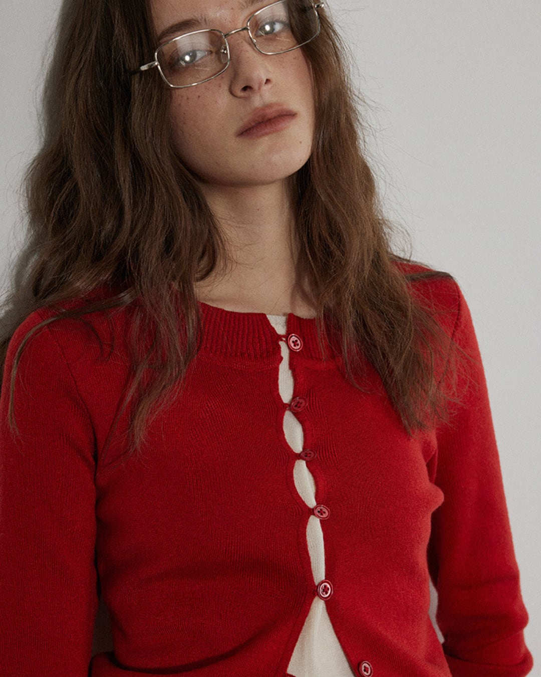 button cardigan(red)