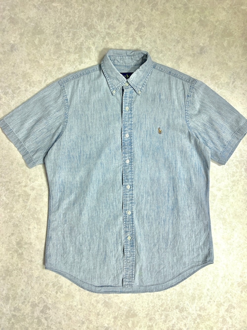 Ralph Lauren ラルフローレン ワンポイント刺繍 半袖シャンブレーシャツ