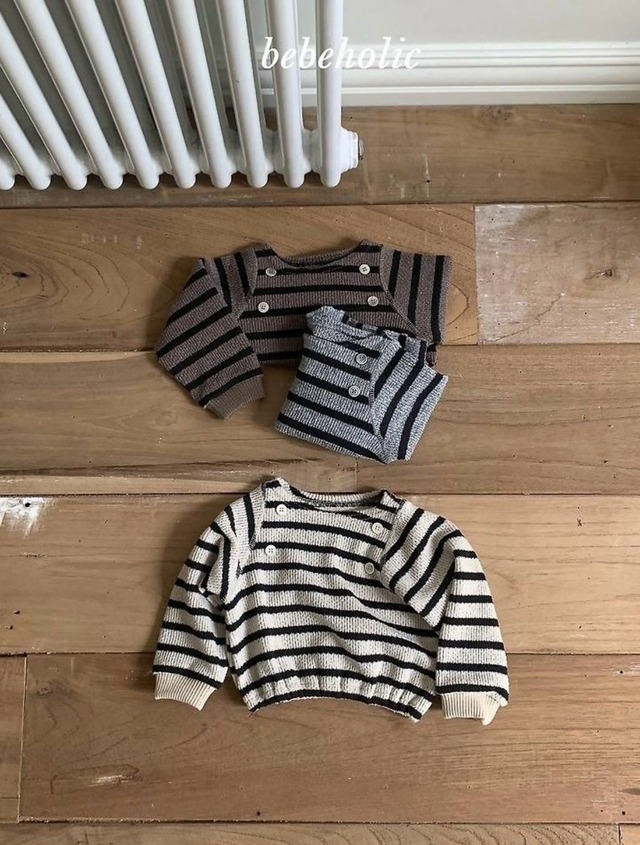 【先行〆8/14 23:59 5%OFF】2590 stripe knit tops / BEBE HOLIC