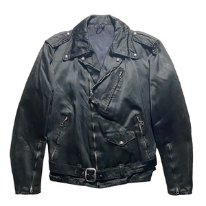 vintage 1960’s black satin double riders jacket