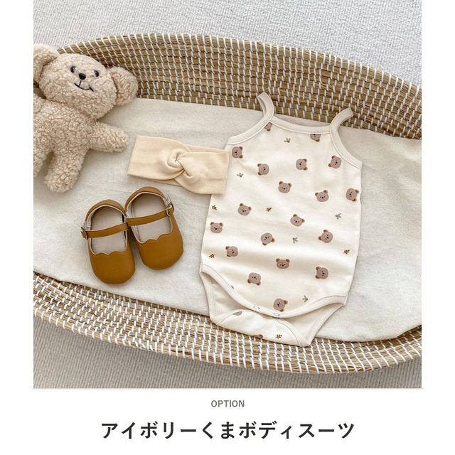 【BABY】くまフラワー柄キャミソールロンパース - 2