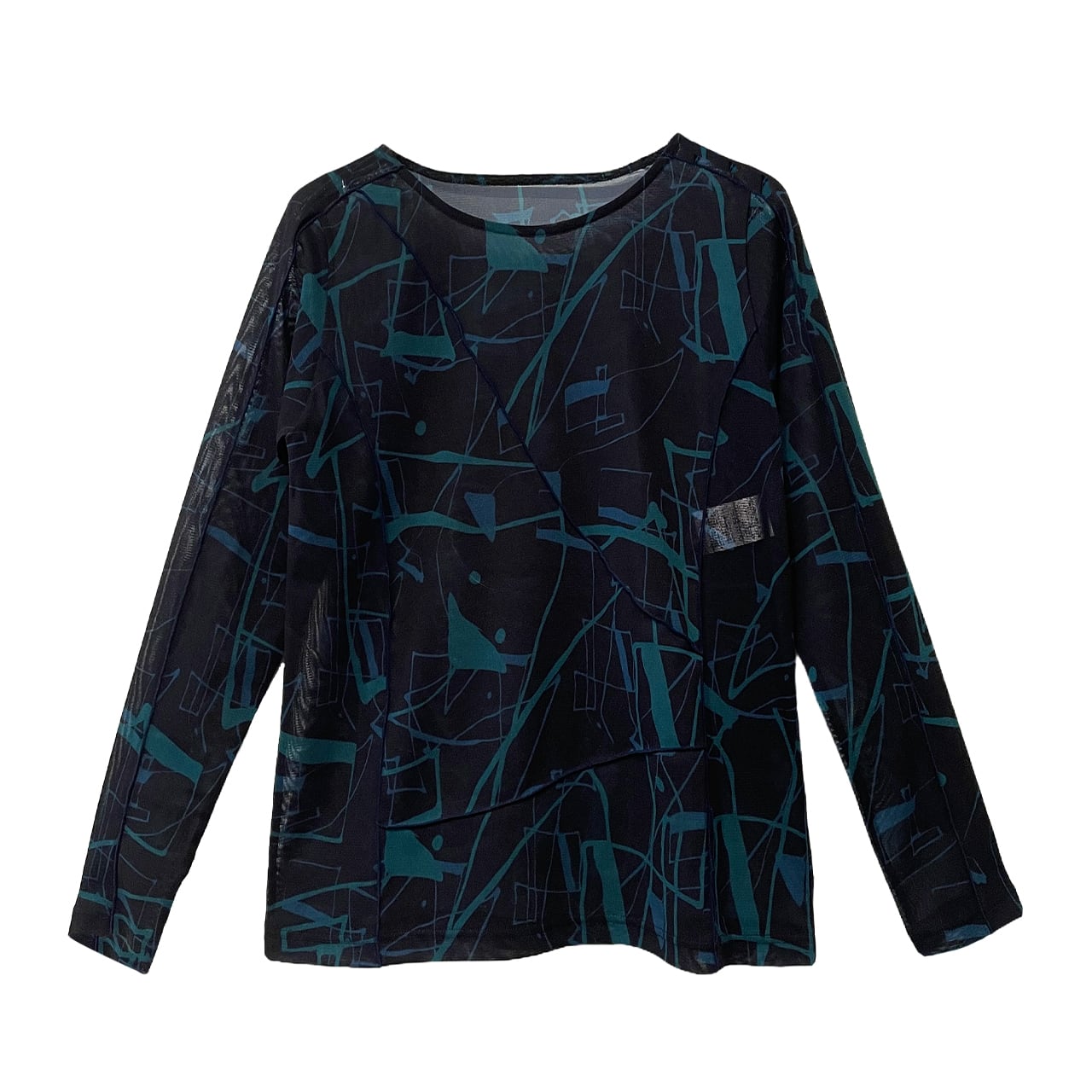 【新作】ペインティングプリント サモーラチュールクルーネックインナー【254-3211】