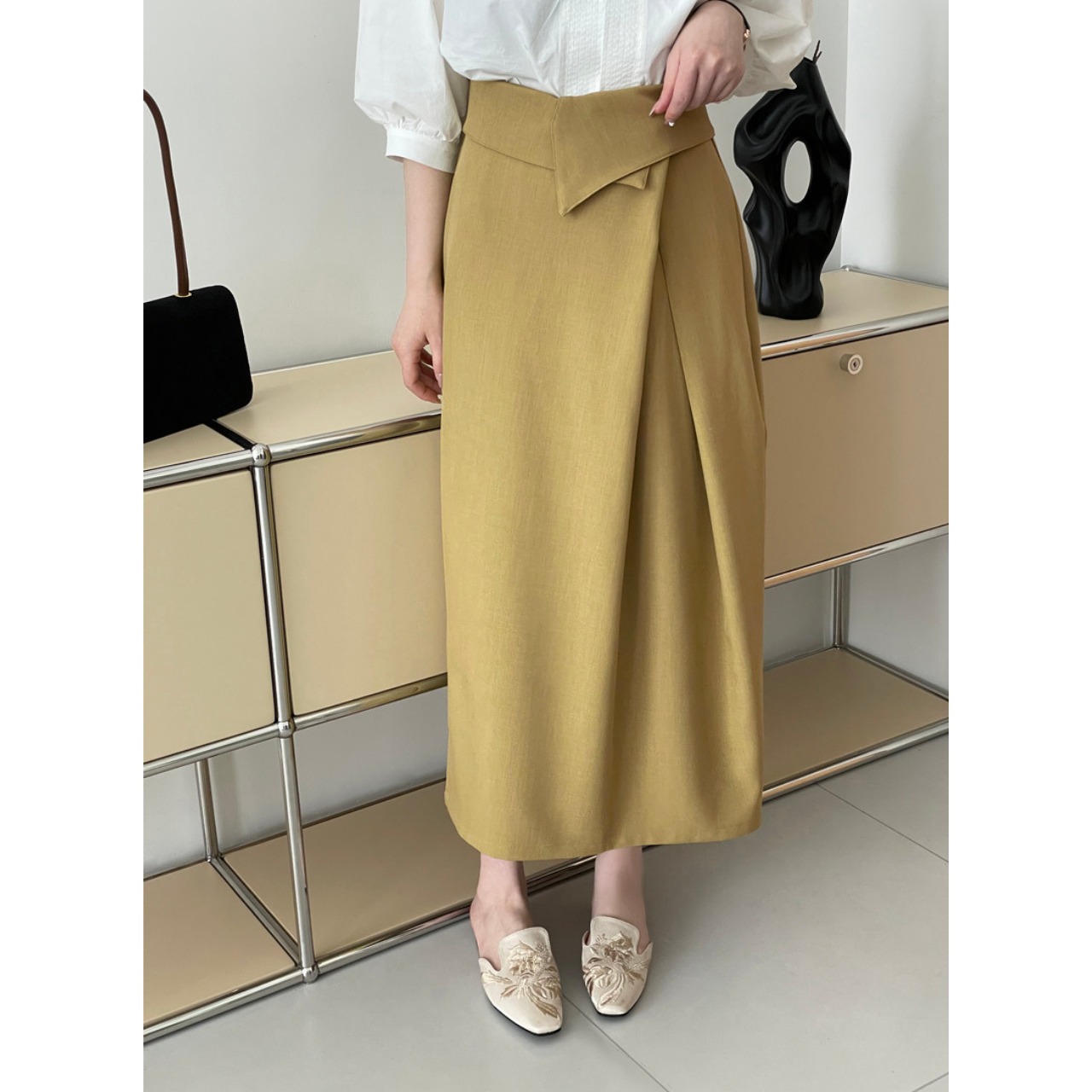 ウエストデザイン タイトロングスカート 10085