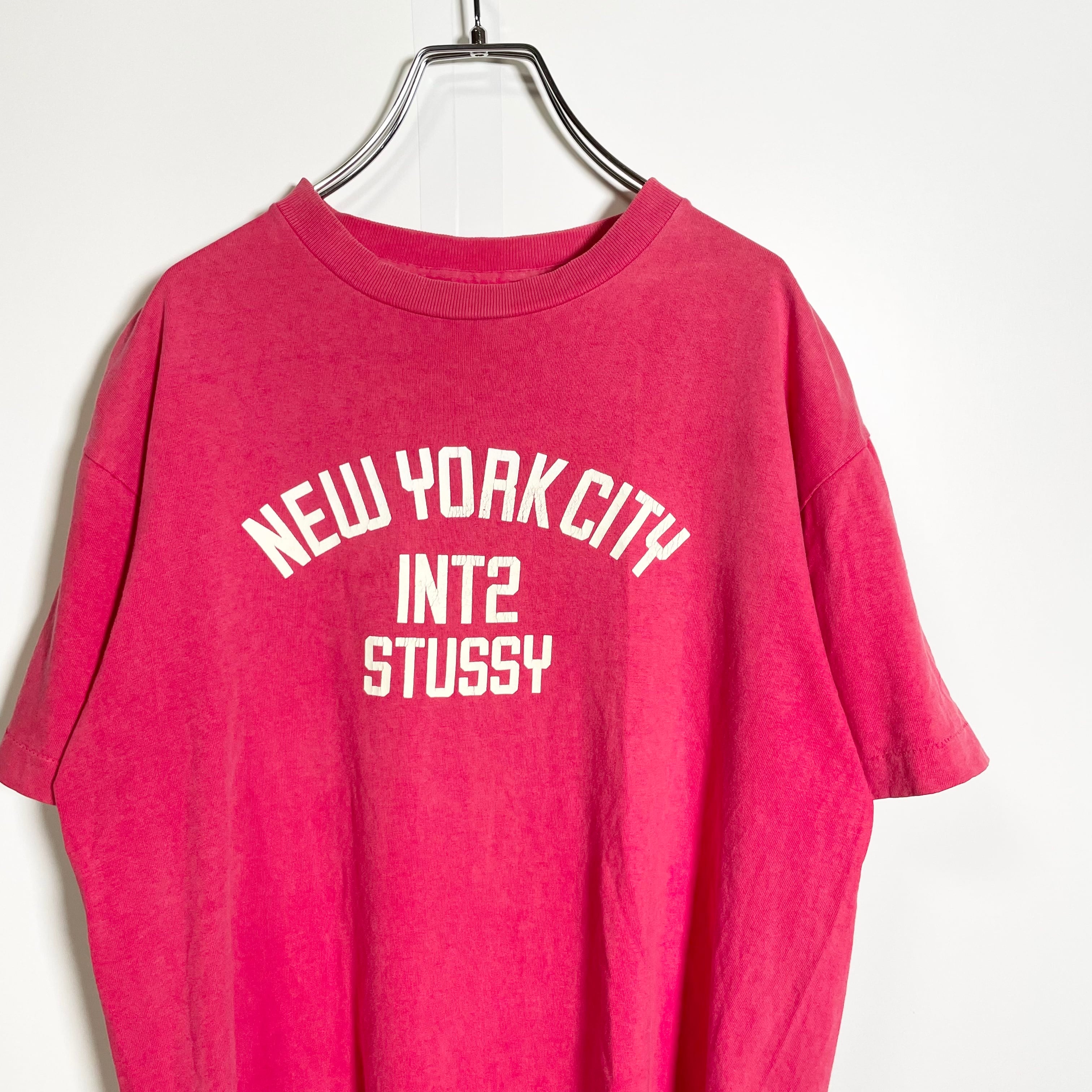 old stussy ロゴTシャツ赤　銀タグ　アメリカ製