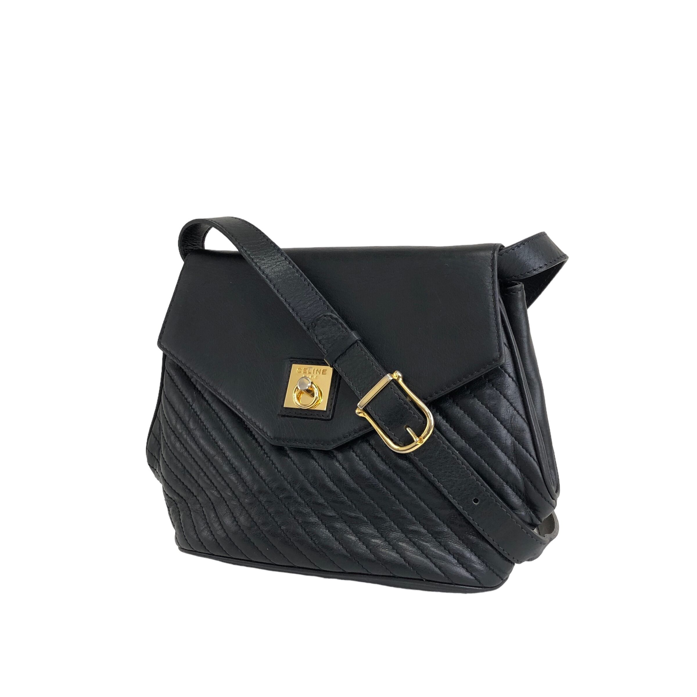 CELINE セリーヌ ガンチーニ レザー バイアステッチ ショルダーバッグ