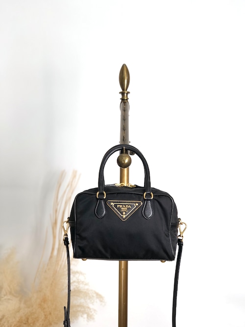 PRADA プラダ ショルダーバッグ ブラック サフィアーノ 2WAY ミニボストン vintage ヴィンテージ オールド 8z5ju7